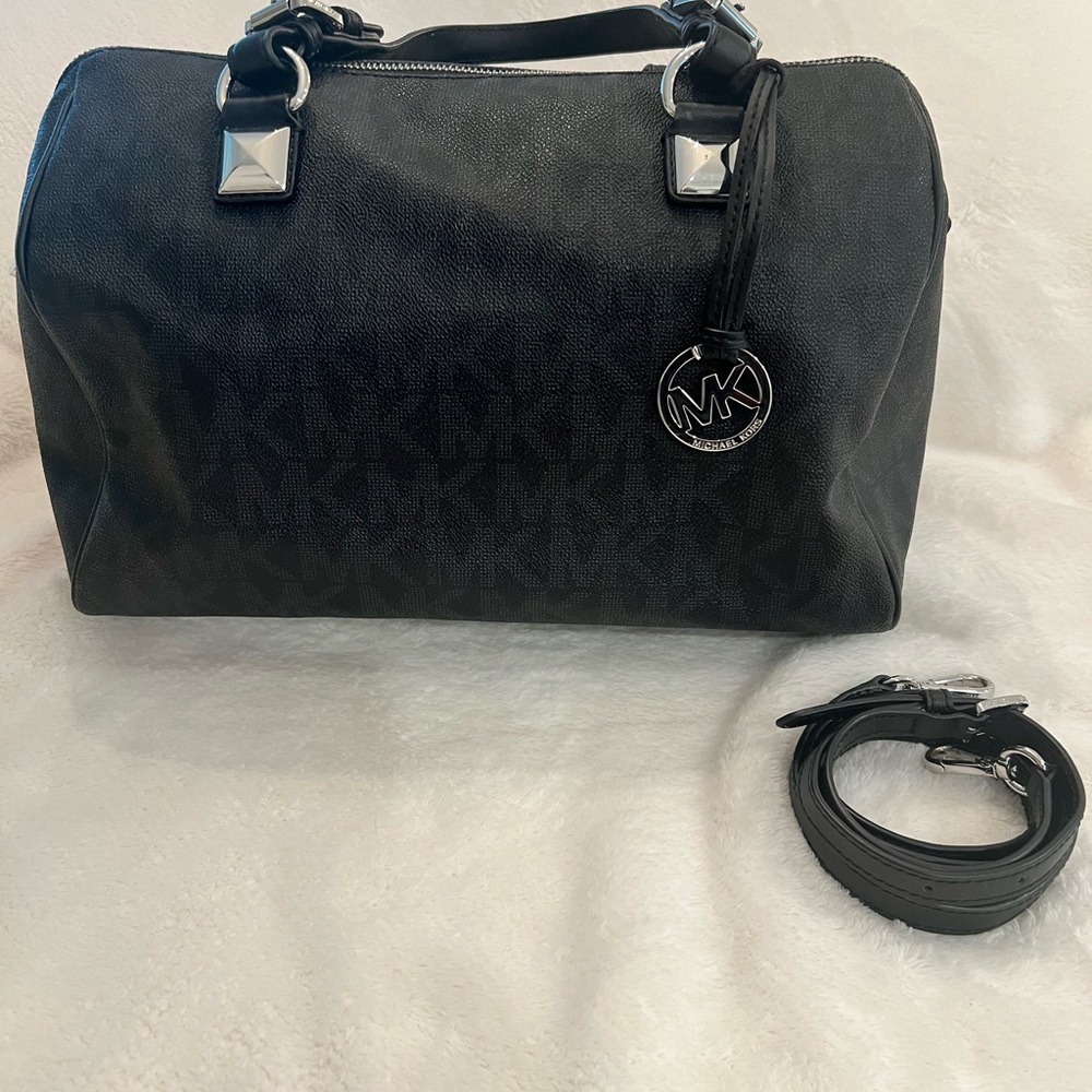 Michael Kors Black Satchel with Silver Details